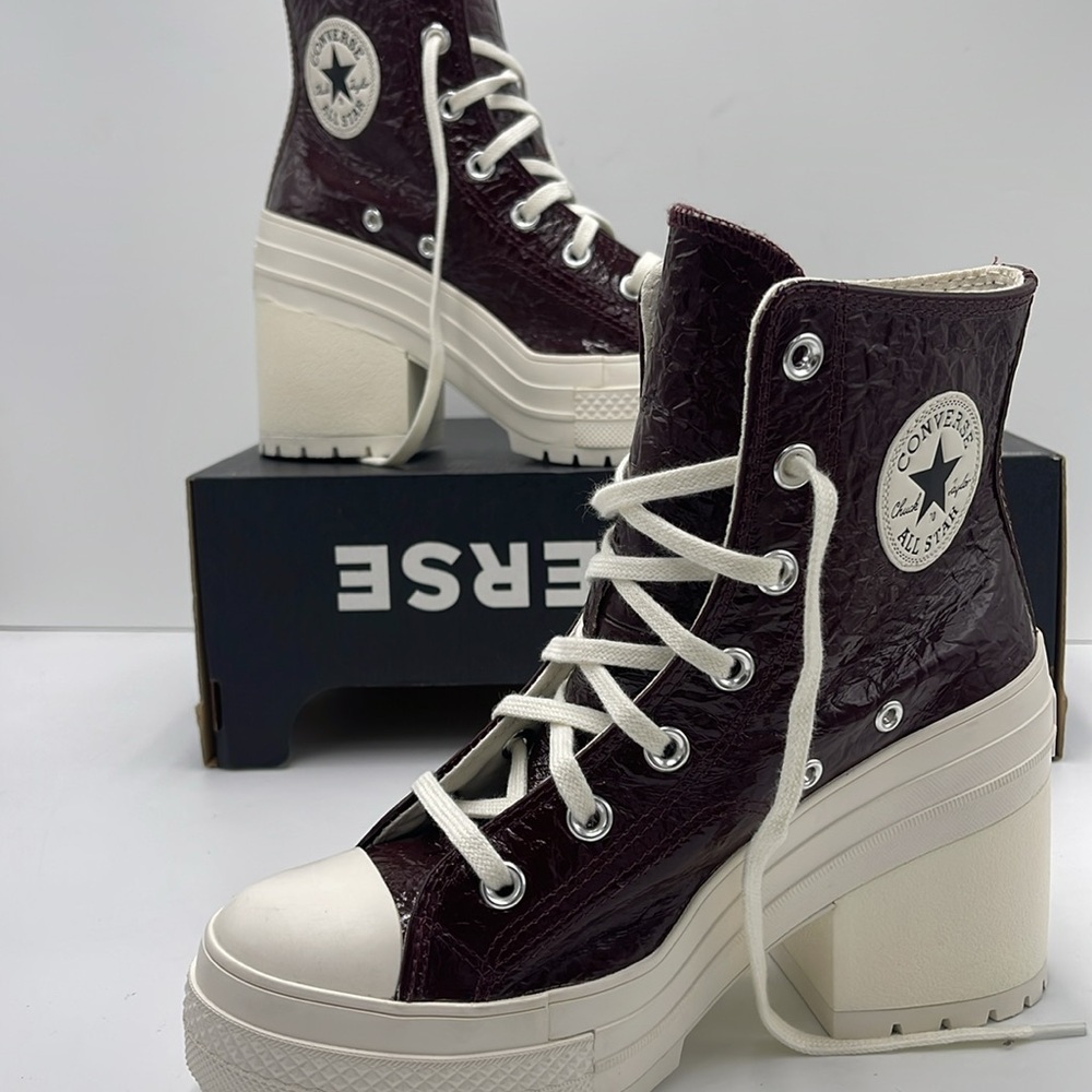 Converse WMNS High-Top Heeled Platform Sneakers CHUCK 70 DE LUXE HEEL HI BOOTS - Picture 14 of 16